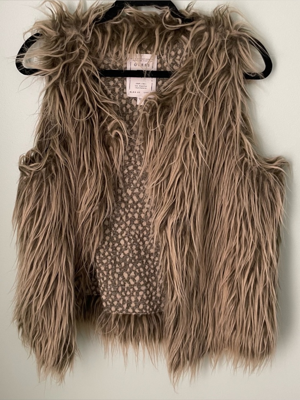 Guess Faux Fur Taupe Vest  - Plush Layering Vest size S